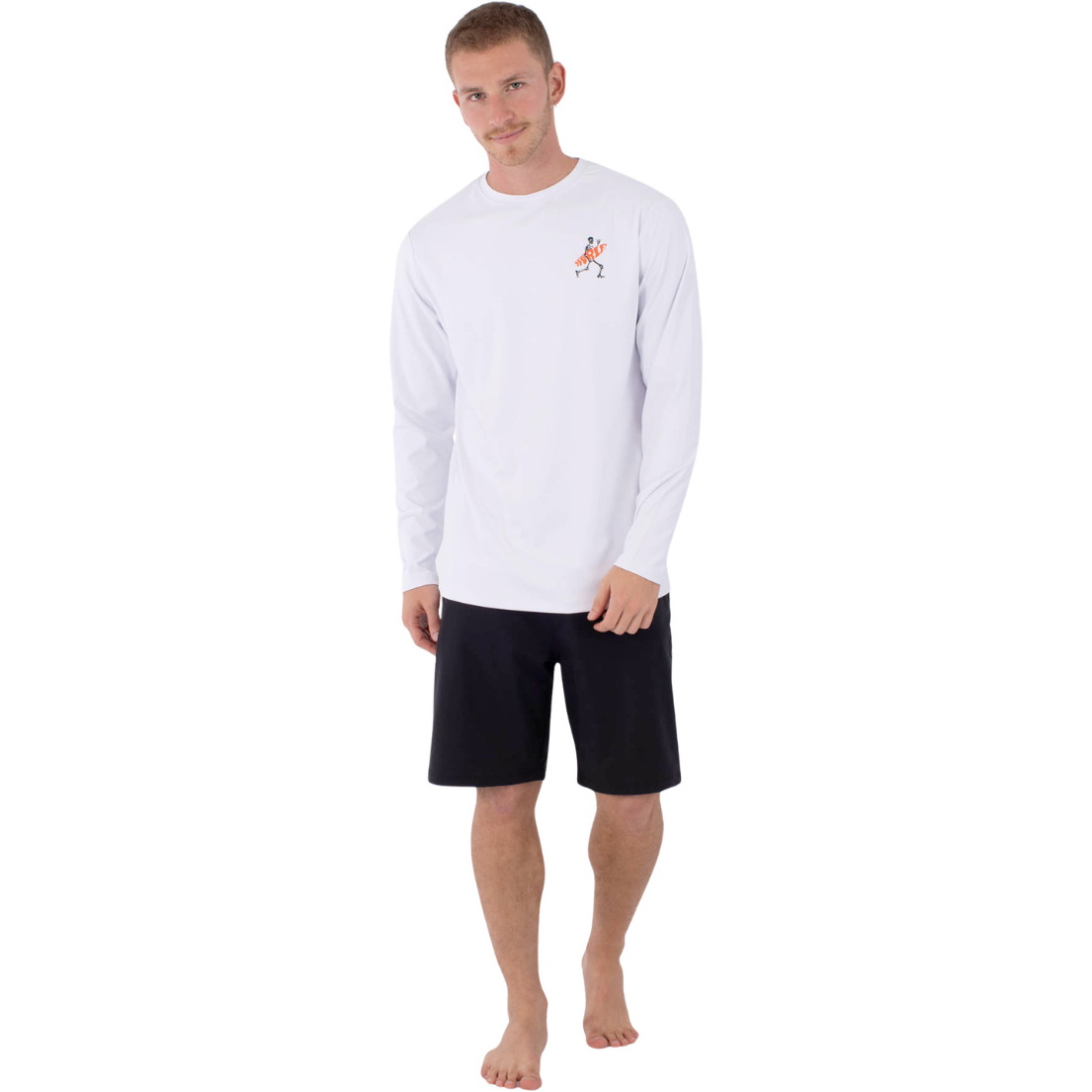 2026 Hurley Mens Regular Flamengue Long Sleeve Rash Vest MLEU00006 - White